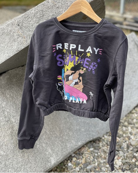 Mikina dětská Replay CROPP tmavě šedá 